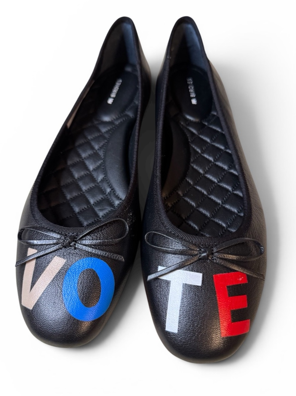 NEW Birdies Black Leather VOTE Ballet Flats Size 10
